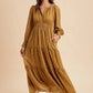 Notched Collar Maxi Dress