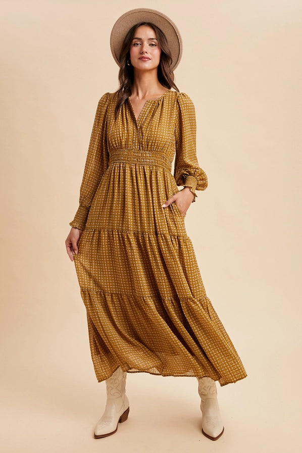 Notched Collar Maxi Dress