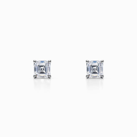 1/2 Carat Lab Grown Asscher Diamond Studs in White Gold