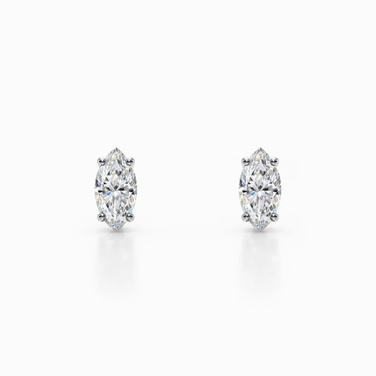 1/2 Carat Lab Grown Marquise Diamond Studs in White Gold