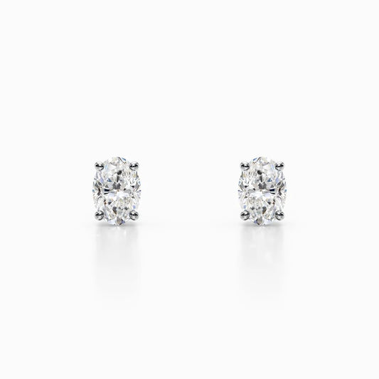 1/2 Carat Lab Grown Oval Diamond Studs in White Gold
