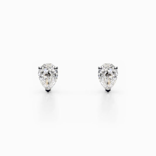1/2 Carat Lab Grown Pear Diamond Studs in White Gold