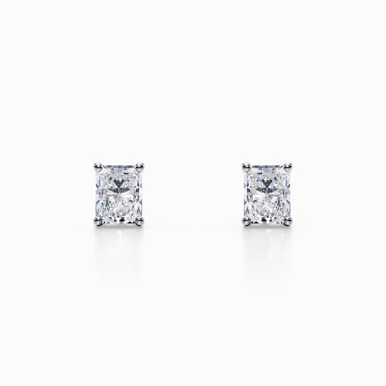 1/2 Carat Lab Grown Radiant Diamond Studs in White Gold