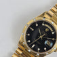 36mm Gold Day-date w-Black Dial Bark-Diamond