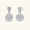 Art Deco-inspired sterling silver drop earrings with tiered moissanite stones in geometric sunburst design