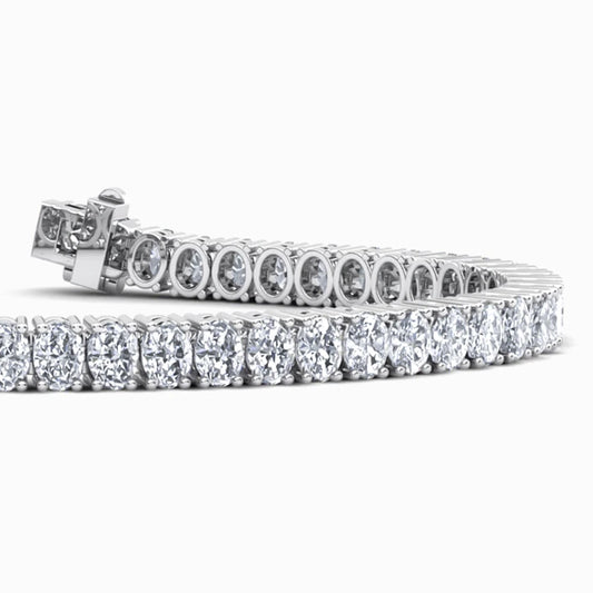 Oval Lab Diamond Bracelet in White Gold (8 Carat)