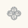 Adjustable sterling silver ring with quatrefoil design featuring brilliant moissanite stones in clover pattern