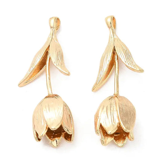 Gold Etched Tulip Charm