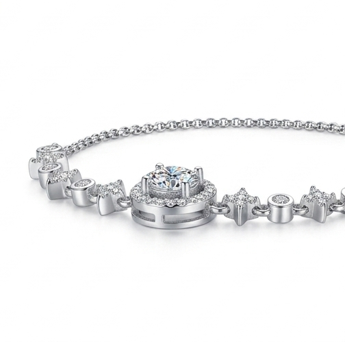 1 Carat Moissanite 925 Sterling Silver Minimalist Bracelet
