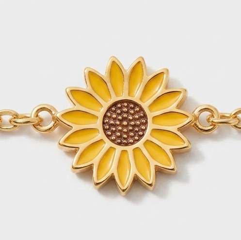 Sunflower Shape 18K Gold-Plated Bead Bracelet