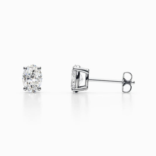 1/2 Carat Lab Grown Oval Diamond Studs in White Gold