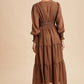 Notched Collar Maxi Dress