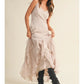 Lace V Neck Ruffled Cami Dress