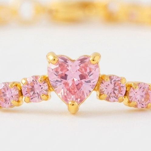 Heart Shape Inlaid Zircon 18K Gold-Plated Bracelet