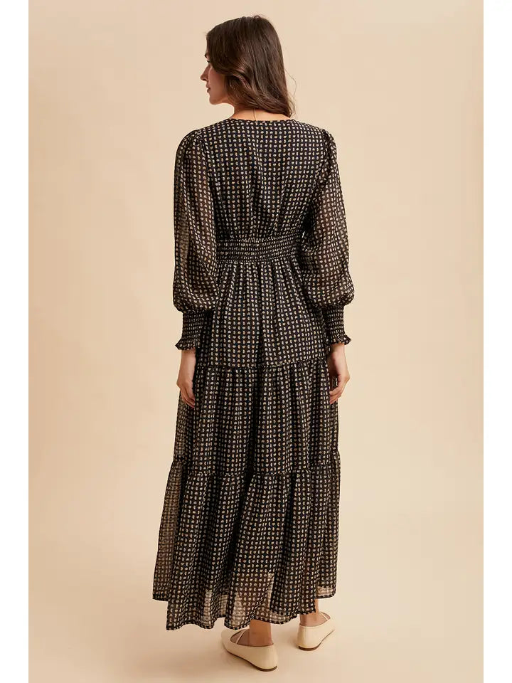 Notched Collar Maxi Dress