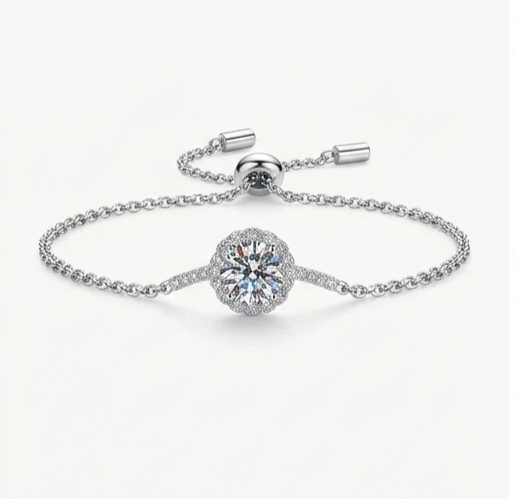 1 Carat Moissanite Chain Bracelet