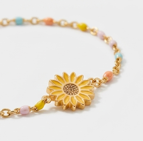 Sunflower Shape 18K Gold-Plated Bead Bracelet