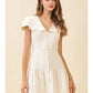 CD06011-Fit and Flare Oversized Scalloped Collar Dress