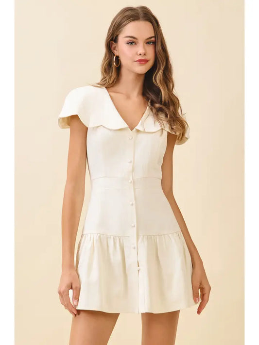 CD06011-Fit and Flare Oversized Scalloped Collar Dress