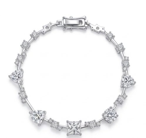 6.2 Carat Moissanite 925 Sterling Silver Bracelet