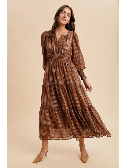 Notched Collar Maxi Dress
