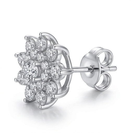 925 Sterling Silver Moissanite Zircon Stud Earrings