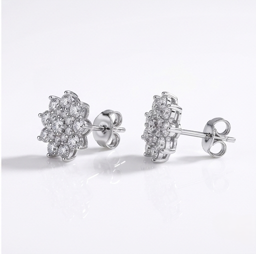 925 Sterling Silver Moissanite Zircon Stud Earrings