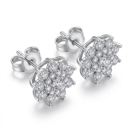 925 Sterling Silver Moissanite Zircon Stud Earrings
