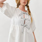 MAD3189 Embroidered Bow Tie Babydoll Dress