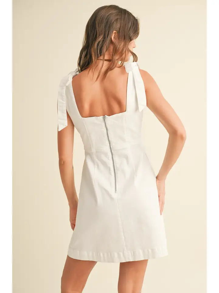 D4567 Stretch Cotton Tie On Sleeve Dress