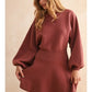 D2660 Ballon Sleeve Sweater Dress