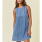 Chambray Round Neckline Sleeveless A-Line Mini Dress -28027D