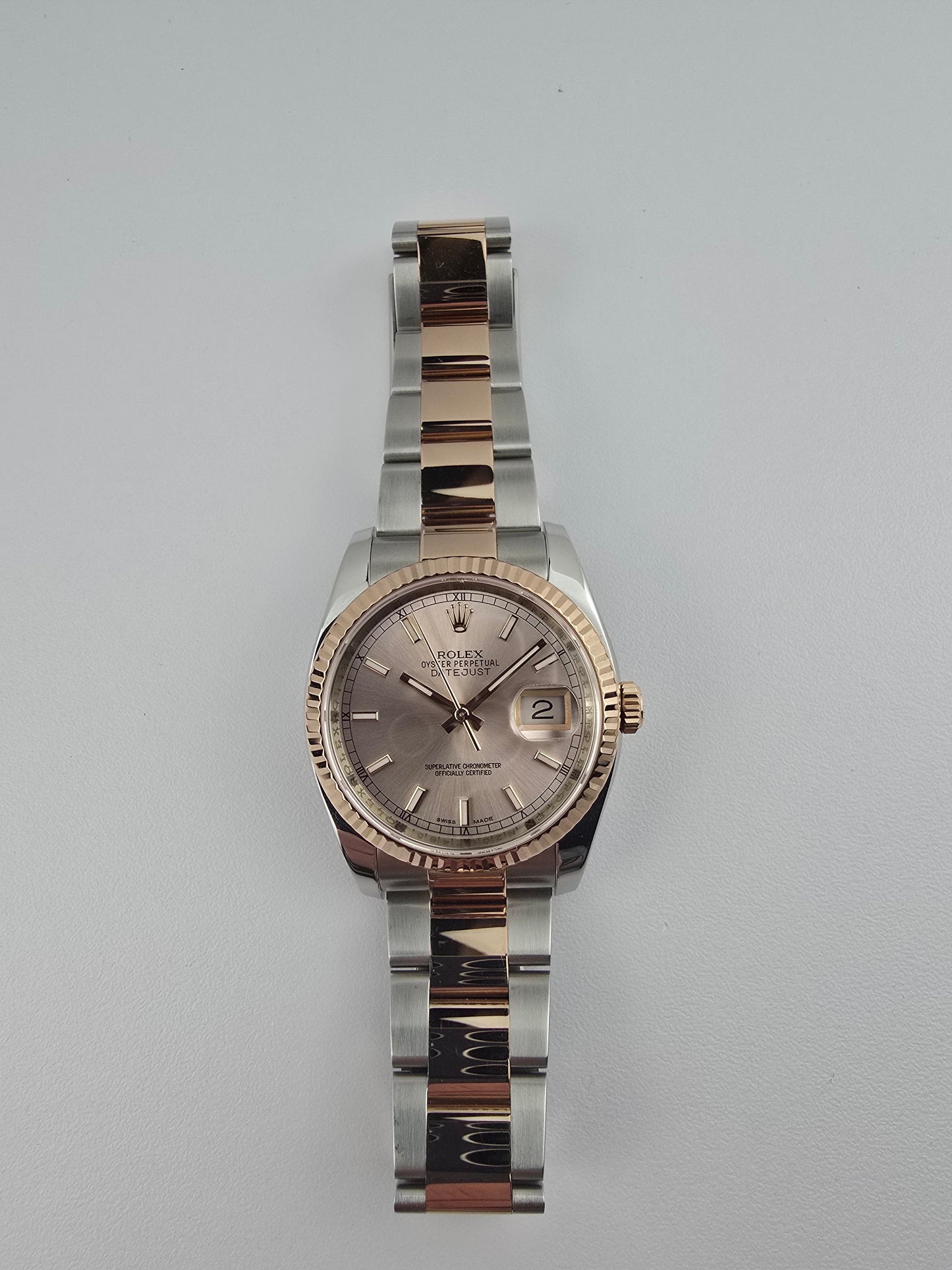 Rolex Datejust 36mm Watch Two Tone Rose Gold