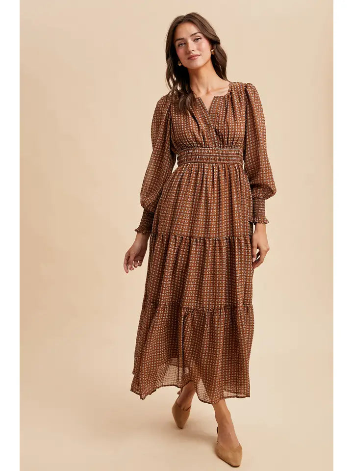 Notched Collar Maxi Dress
