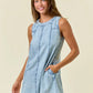 Chambray Round Neckline Sleeveless A-Line Mini Dress -28027D