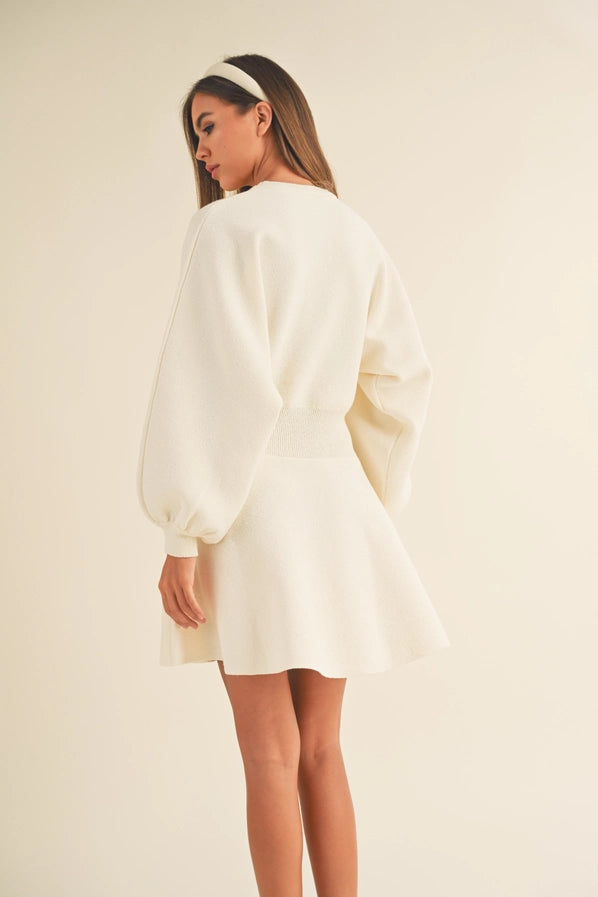 D2660 Ballon Sleeve Sweater Dress