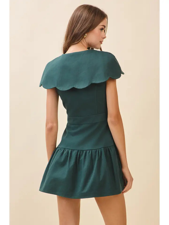 CD06011-Fit and Flare Oversized Scalloped Collar Dress