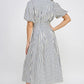 Button Down Striped Midi Dress
