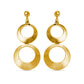 Circle Dangle Earrings with Mixed Finish in Yellow Gold