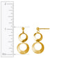 Circle Dangle Earrings with Mixed Finish in Yellow Gold
