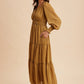 Notched Collar Maxi Dress