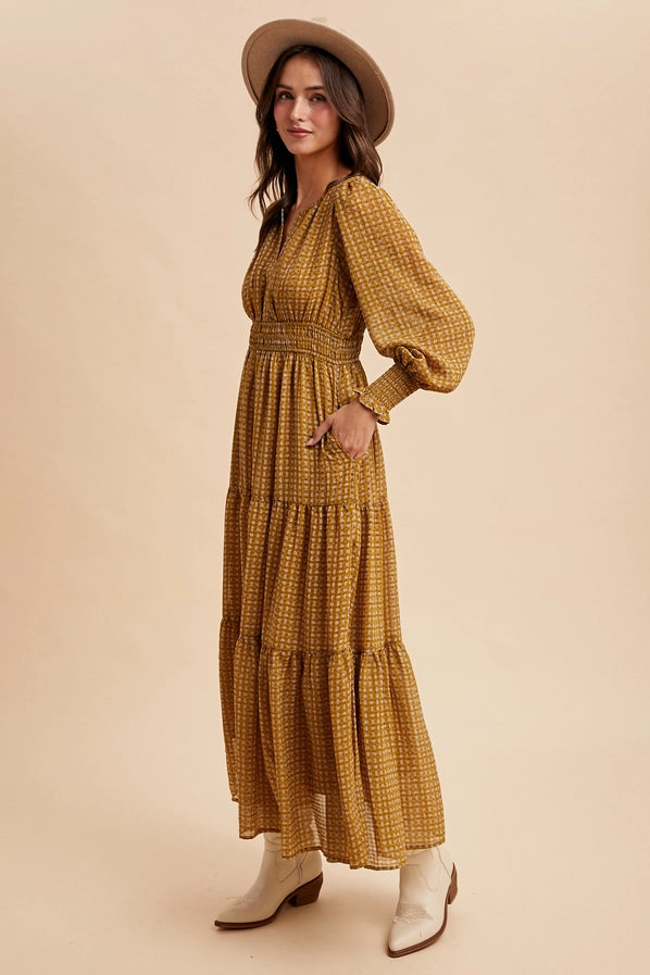 Notched Collar Maxi Dress