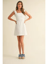 D4567 Stretch Cotton Tie On Sleeve Dress