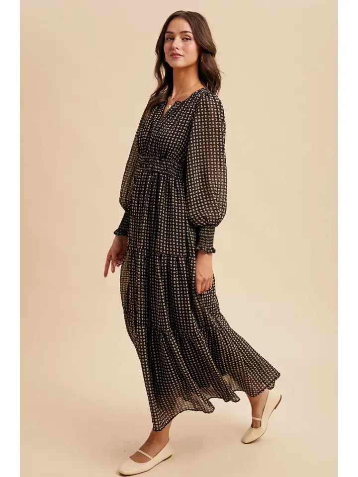 Notched Collar Maxi Dress