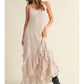 Lace V Neck Ruffled Cami Dress