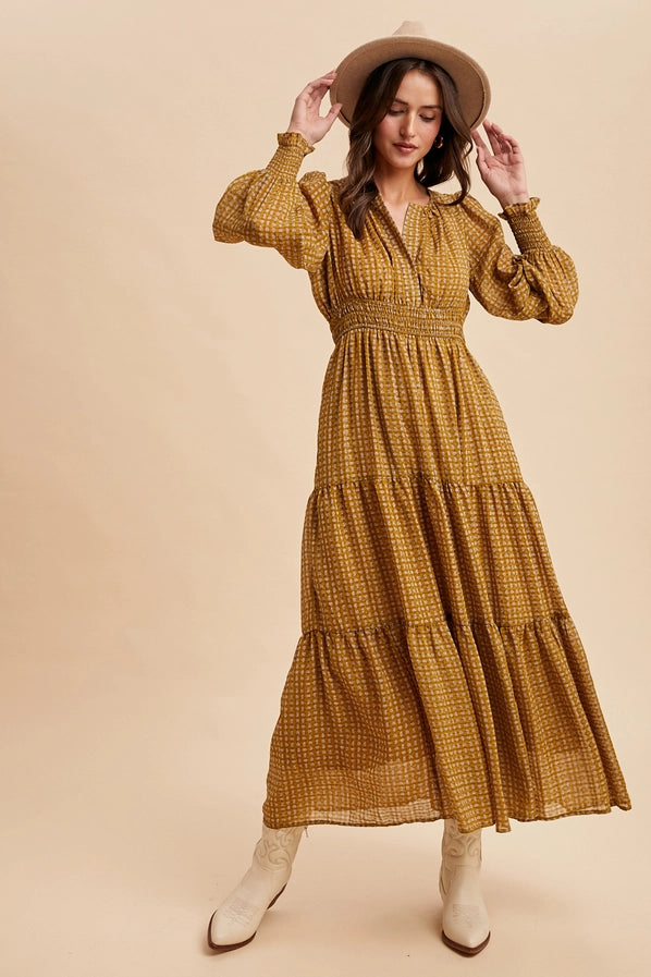 Notched Collar Maxi Dress