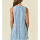 Chambray Round Neckline Sleeveless A-Line Mini Dress -28027D